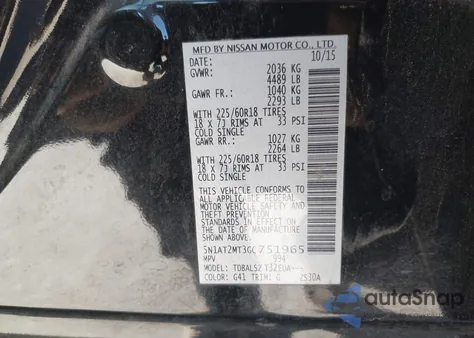2016 Nissan Rogue Sl z USA, uszkodzony, nr VIN 5N1AT2MT3GC751965